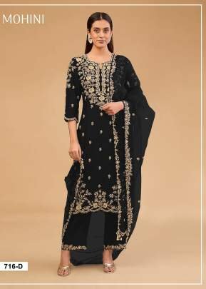 Fancy Heavy For Wedding Wear Collection Vichitra Blooming With Heavy Embroidered And Sequence Work Salwar Suit Black Color 