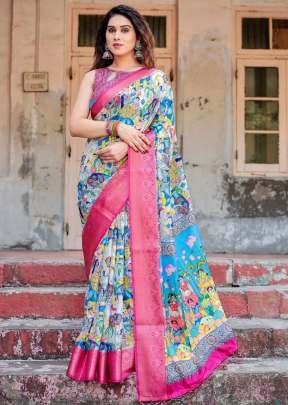 Festive Premium Tussar Silk Saree Lightweight, Soft And  Elegant Hand Painted And Digital Print inspired by Indian Folk Art  Multi Color DN 1063