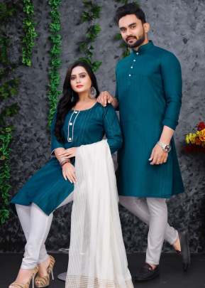 Festive Wear Pure Slub Cotton Fabric With Silver Weaving Lining Couple Collection Rama Color