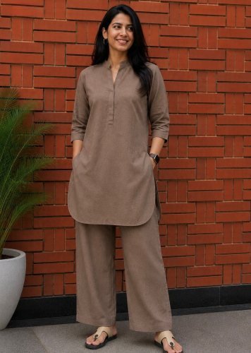 Flex Cotton With Chic Co-Ord Set for Every Occasion Brown Color Trendy Co-Ord Set