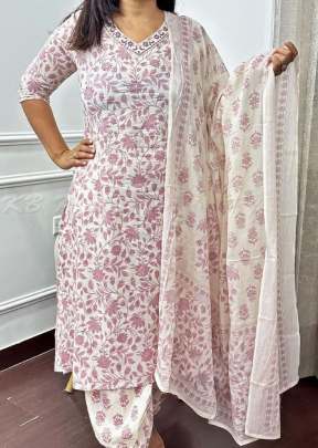 Floral  Afghani Beautiful Detailings  Suit Pink And White Color 