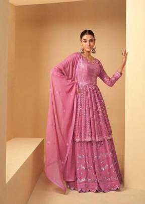 Gulkayra Designer Imlie Georgette With Embroidery Work Sharara Suit Pink Color DN 7180