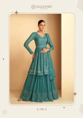 Gulkayra Designer Imlie Georgette With Embroidery Work Sharara Suit Teal Color DN 7181