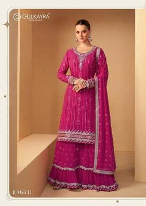 Gulkayra Designer Imlie Georgette With Embroidery Work Sharara Suit Rani Color DN 7183