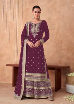 Gulkayra Designer Izhaar Heavy Faux Georgette With Embroidered Sequence Work Magenta Color DN 7191