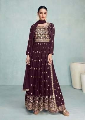 Gulkayra Designer Nayra Vol 6 Georgette Embroidered Nayra Cut Suit Purple Color DN 7206