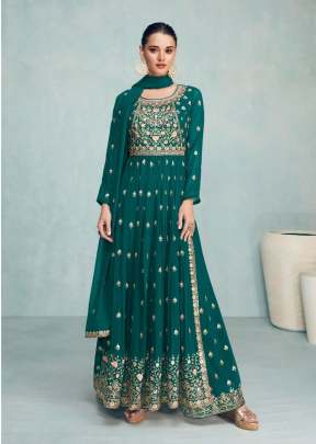 Gulkayra Designer Nayra Vol 6 Georgette Embroidered Nayra Cut Suit Rama Green Color DN 7206