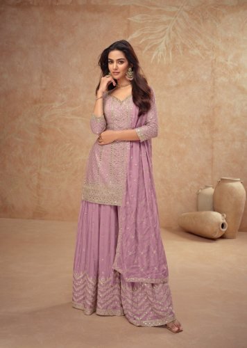 Gulkayra Designer Palak Ready Made Salwar Suit With Heavy Chinon Sequence Embroidery Work Dusty Pink Color DN 7518