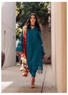 Heavy Cotton With Embroidery Work Pakistani Suit Rama Color DN 152