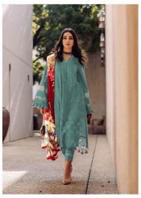 Heavy Cotton With Embroidery Work Pakistani Suit Light Blue Color DN 152