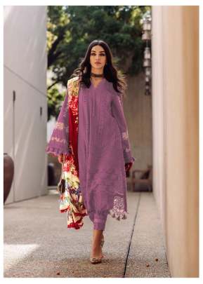 Heavy Cotton With Embroidery Work Pakistani Suit Purple Color DN 152