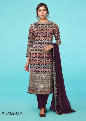 Heavy Faux Georgette With Embroidery Work With Cording And Sequence Work Designer Suit Wine Color DN 5102