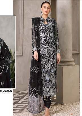 Heavy Faux Georgette With Embroidery Sequence Work Pakistani Suit Black Color DN 1039