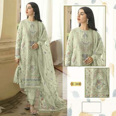 Heavy Faux Georgette With Heavy Embroidery Sequence Work Pakistani Suit DN 5428 Catalog