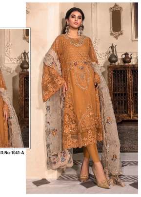 Heavy Organza With Embroidery Sequence Work With Moti Pakistani Suit Dusty Orange Color DN 1041