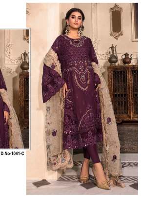 Heavy Organza With Embroidery Sequence Work With Moti Pakistani Suit Wine Gummy Red Color DN 1041
