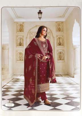 Jisa Sanam Heavy Dola Silk Embroidery With Sequence Work Designer Suit Red Glow Color DN 13612
