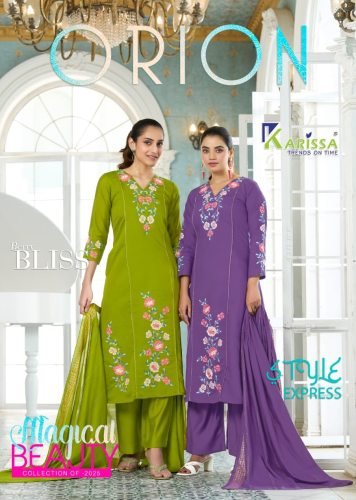 Karissa Orion Viscose Roman With Handwork Kurti Bottom And Dupatta