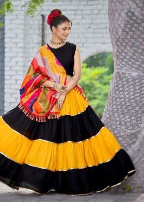 Kesudo Rayon Party Wear And Beautiful Navratri Chaniya Choli Yellow And Black Color 