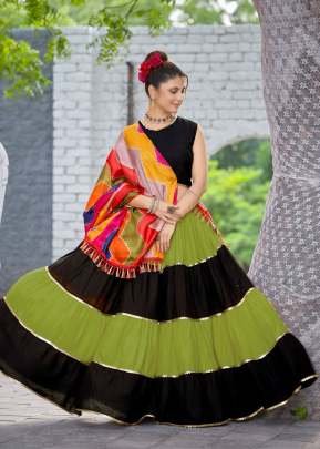 Kesudo Rayon Party Wear And Beautiful Navratri Chaniya Choli Green And Black Choli Color 