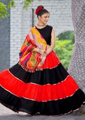 Kesudo Rayon Party Wear And Beautiful Navratri Chaniya Choli Red And Black Color 