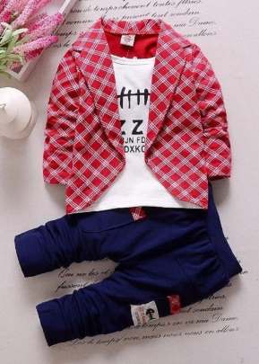 Kid's Clothing Set Baba Suit Boy Clothing Set Three Piece Boy Baba Suit Kids Boy Top Bottom Set Boy Kids Wear Red Color