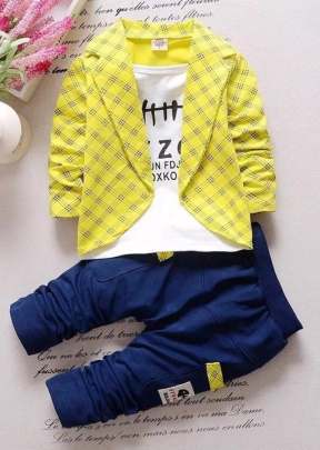 Kid's Clothing Set Baba Suit Boy Clothing Set Three Piece Boy Baba Suit Kids Boy Top Bottom Set Boy Kids Wear Yellow Color