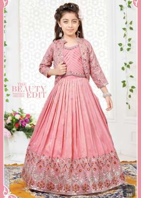 Kids Vol 35  Banarasi Jari Silk With Embroidery Work Pink Color DN 730 Size Set