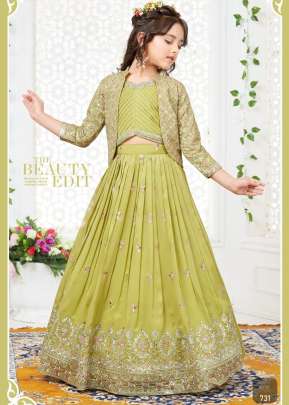 Kids Vol 35 Banarasi Jari Silk With Embroidery Work Pista Color DN 731 Size Set