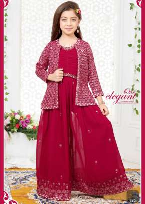 Kids Vol 35 Blooming Georgette With Embroidery Work Rani Color DN 725 Size Set