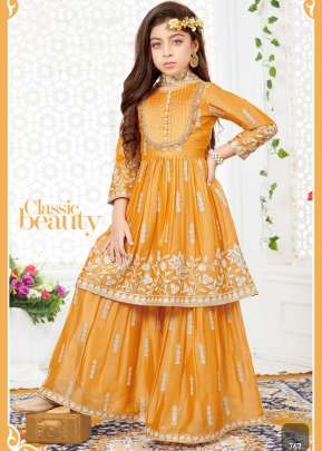 Kids Vol 35 Rangoli Silk With Embroidery Work Mustard Yellow Color DN 767 Size Set