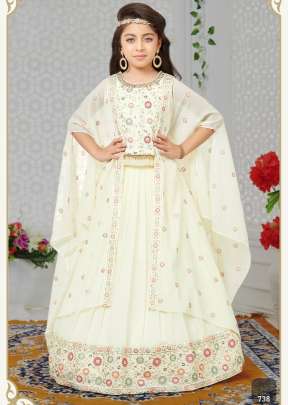 Kids Vol 35 Star Georgette With Embroidery Work White Color DN 738 Size Set