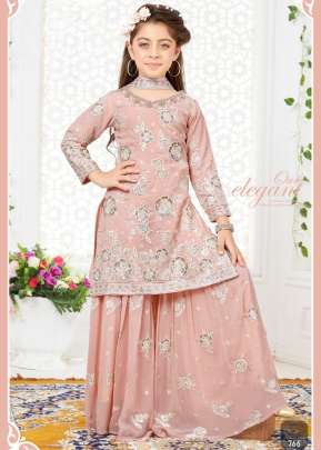 Kids Vol 35 Star Georgette With Embroidery Work Light Peach Color DN 766 Size Set