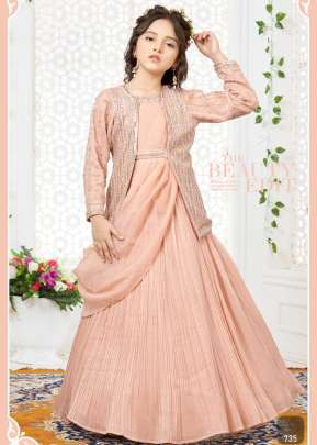 Kids Vol 35 Viscos Crunchy Silk With Handwork Almond Pink Color DN 735 Size Set