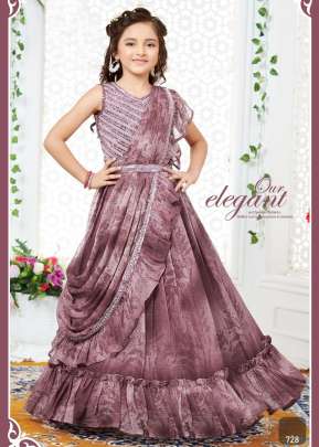 Kids Vol 35  Viscos Mill Star Print  With Embroidery Work Light Wine Color DN 728 Size Set