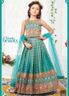 Kids Vol 35  Viscos Position Print With Embroidery Work Sky Color DN 732 Size Set