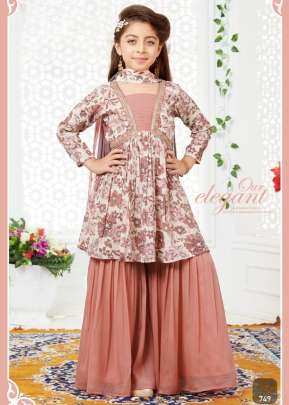 Kids Vol 35 Viscos Position Print Peach Color DN 749 Size Set