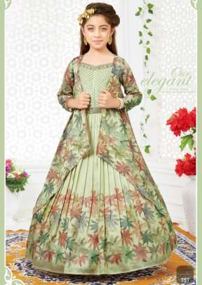 Kids Vol 35 Viscose Position Print With Embroidery Work Pista Color DN 757 Size Set