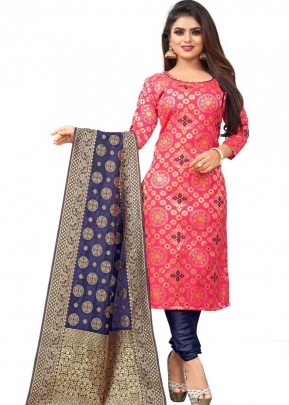 LFH FANCY BANARASI SILK DRESS MATERIAL VOL 1 PINK COLOR