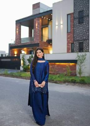 LFH RC Exclusive  Faux Georgette  Work Thread With Sequence And Hand Work Kurti Sets Blue Color DN 5886