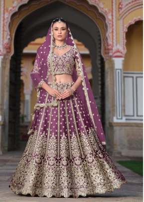 LFH SN Pure Butterfly Net With Diamond And Embroidery Work Lehenga Choli Purple Color DN 4006