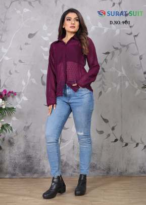 LFH Trendy Designer Stylish Ladies Shirt Wine Color DN 101