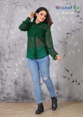 LFH Trendy Designer Stylish Ladies Shirt Green Color DN 106