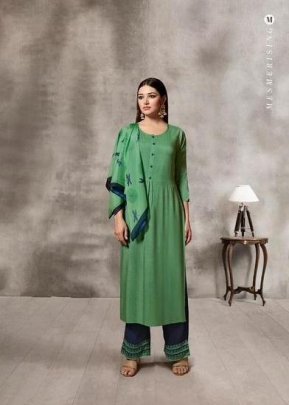 LT NX VOL 39 Fancy Designer Kurtis With Palazzo DN 3909 Light Green