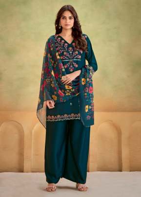 Lfh AN Combo Pure Heavy Gaji Silk Khatli Work With Handwork 3 Piece Kurti Set Morepeach Color DN 1004