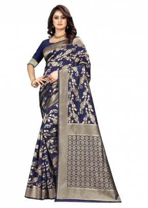 Lfh Designer Soft Banarasi Silk Saree Vol 6 Nevy Blue  Color