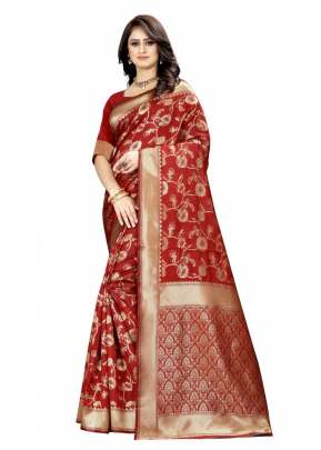 Lfh Designer Soft Banarasi Silk Saree Vol 7 Red Color