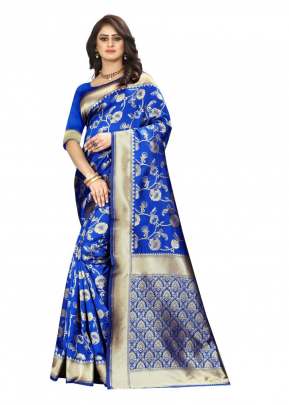 Lfh Designer Soft Banarasi Silk Saree Vol 7 Blue Color