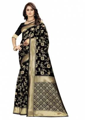 Lfh Designer Soft Banarasi Silk Saree Vol 7 Black Color