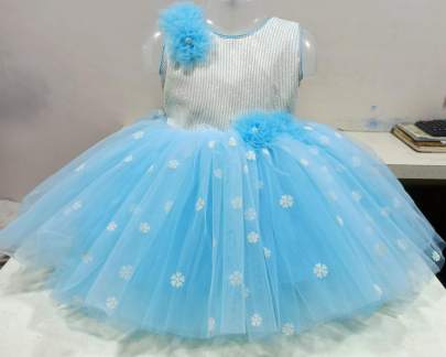 Lfh Kids Vol 5 Heavy Net And Fancy Kids Frock Sky Blue Color